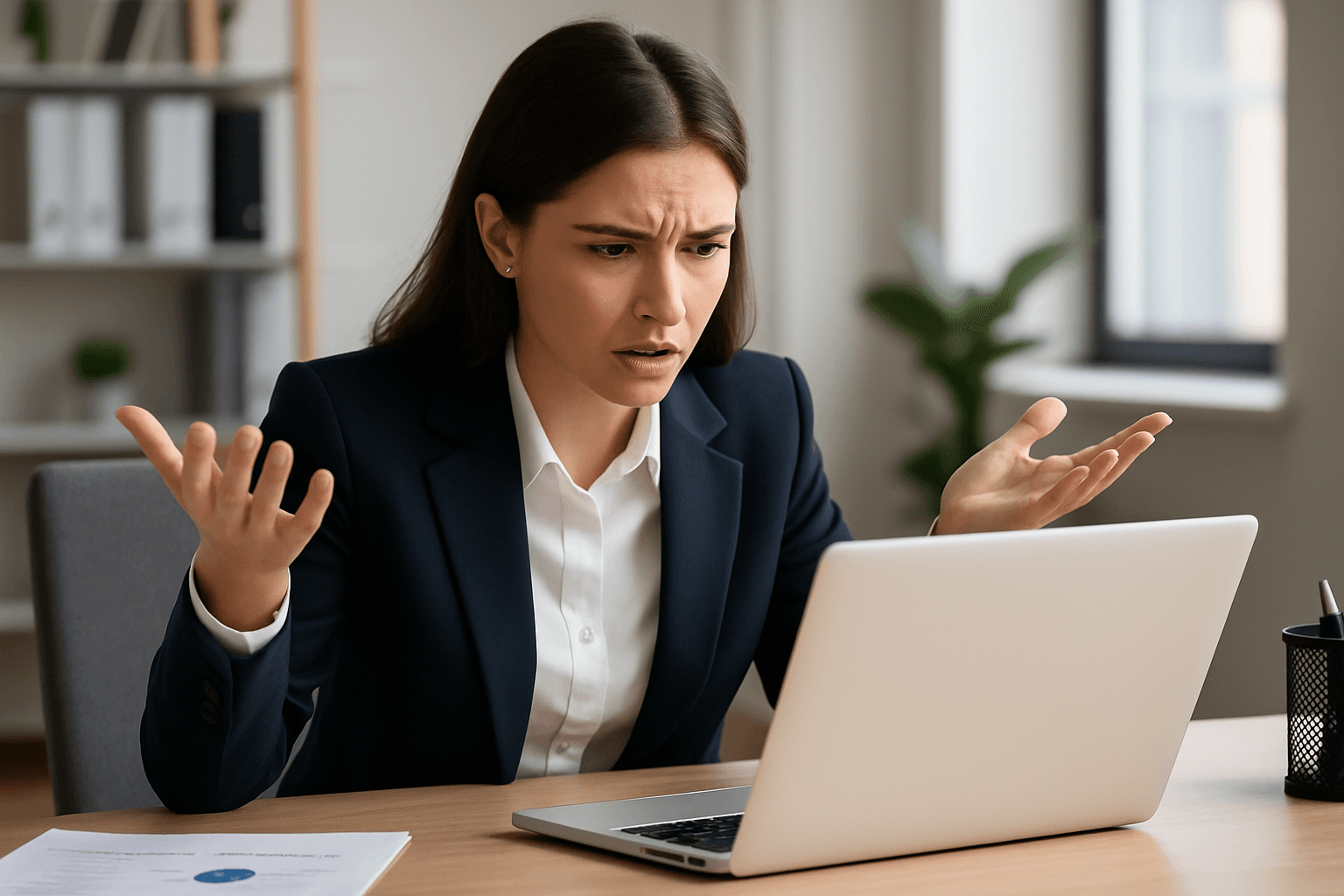 Confused person at computer